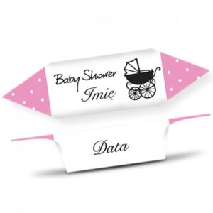 Krówki Baby Shower Różowy wózek