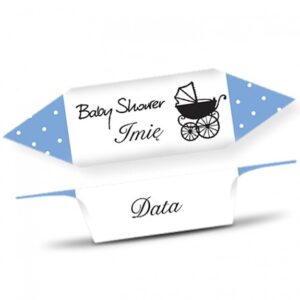 Krówki Baby Shower Niebieski wózek