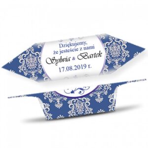 Krówki Ślub Podziękowanie Granatowy ornament