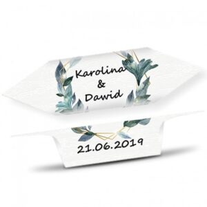 Krówki Ślub Podziękowanie Granatowe liście