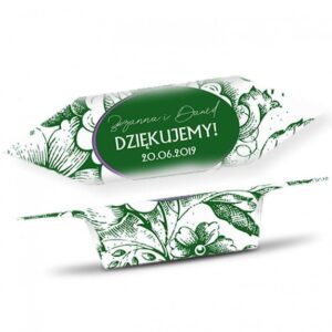 Krówki Ślub Podziękowanie Zielone kwiaty