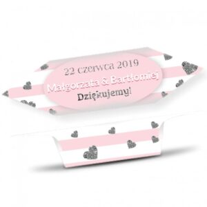 Krówki Ślub Podziękowanie Różowe paski