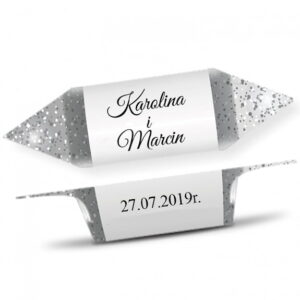 Krówki Ślub Podziękowanie Srebrny brokat