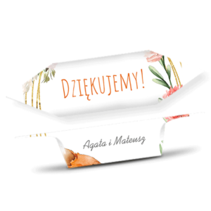Krówki Ślub Podziękowanie Morelowe kwiaty