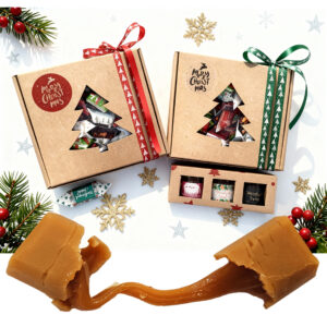 Świąteczny Zestaw CHOINKA – 300 g krówek (7 smaków) + zestaw prezentowy 3 miodów